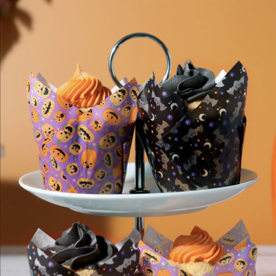 Καραμελόχαρτα Τουλίπα Halloween Pumpkin Party (2 Σχέδια) Ø50x90mm 24 τεμάχια PME